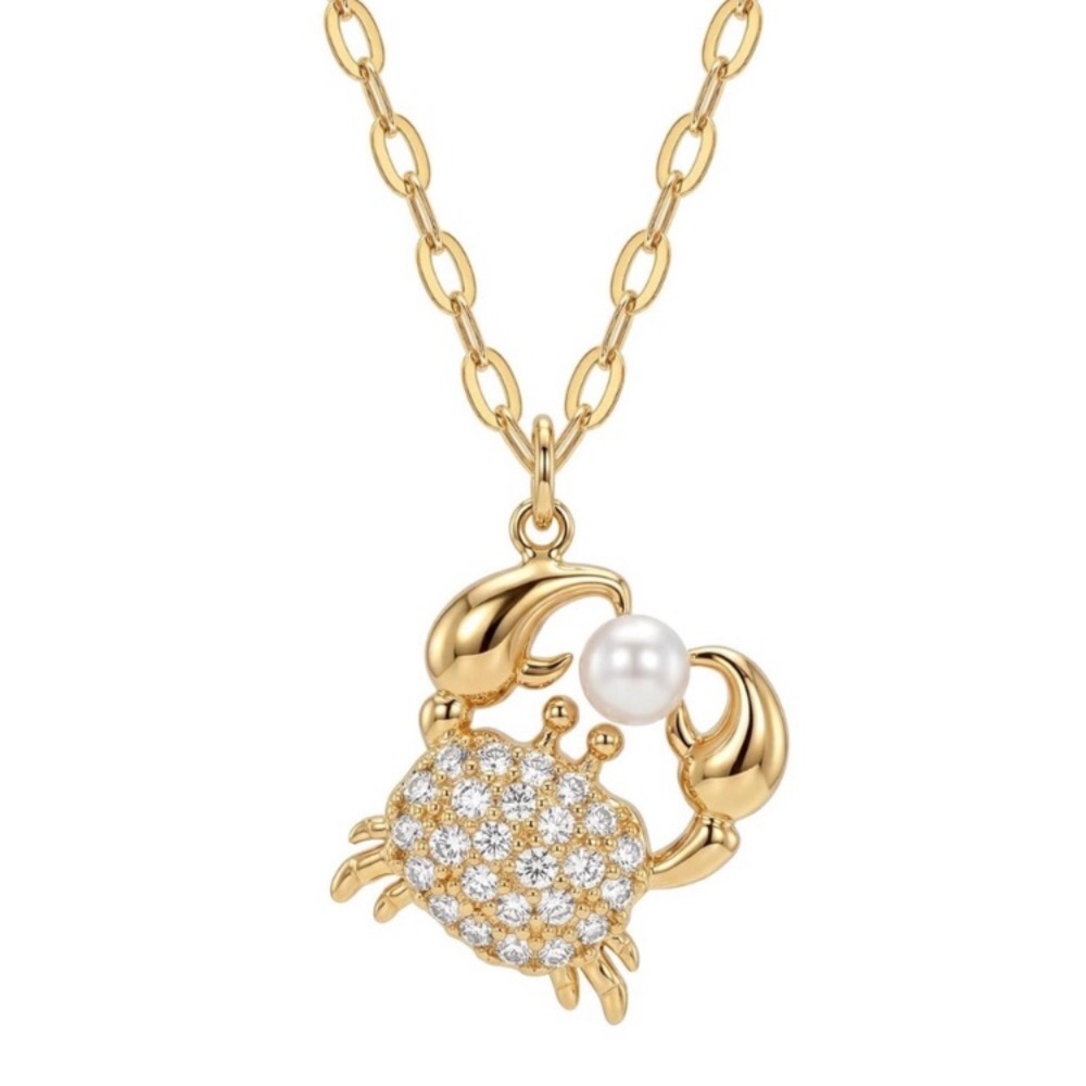 24k Gold Plated Crab Pearl Necklace Choker new